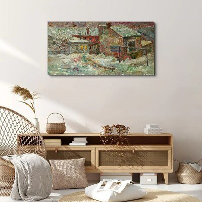 Tableau imprimé sur toile Paysage d'hiver aux couleurs pastel