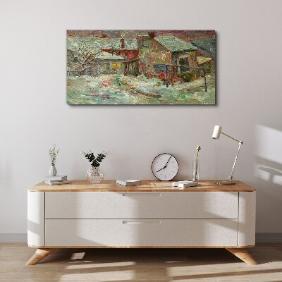 Tableau imprimé sur toile Paysage d'hiver aux couleurs pastel