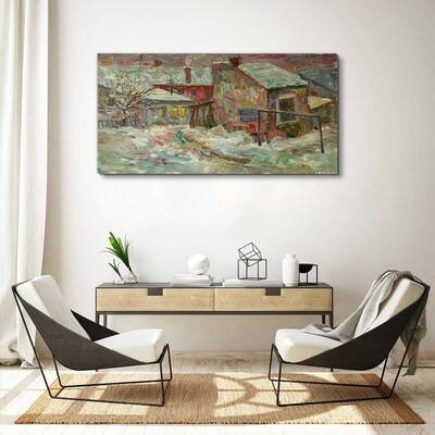 Tableau imprimé sur toile Paysage d'hiver aux couleurs pastel