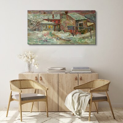 Tableau imprimé sur toile Paysage d'hiver aux couleurs pastel