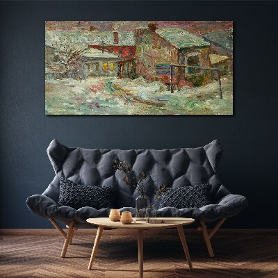 Tableau imprimé sur toile Paysage d'hiver aux couleurs pastel