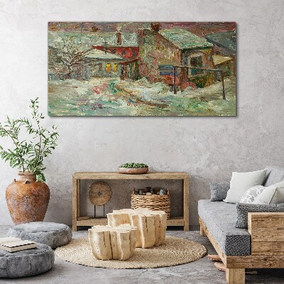 Tableau imprimé sur toile Paysage d'hiver aux couleurs pastel
