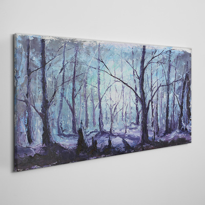 Tableau toile imprimée Forêt d'hiver aux nuances de bleu