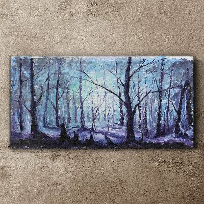 Tableau toile imprimée Forêt d'hiver aux nuances de bleu