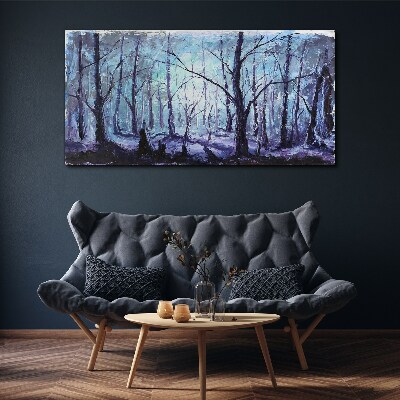 Tableau toile imprimée Forêt d'hiver aux nuances de bleu