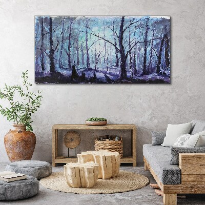 Tableau toile imprimée Forêt d'hiver aux nuances de bleu