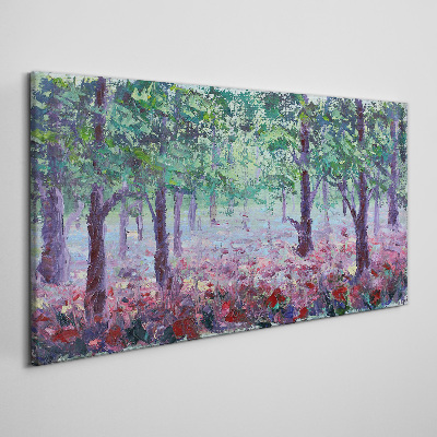 Tableau imprimé sur toile Forêt fleurie le matin