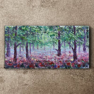 Tableau imprimé sur toile Forêt fleurie le matin