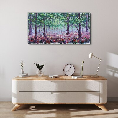 Tableau imprimé sur toile Forêt fleurie le matin