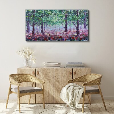 Tableau imprimé sur toile Forêt fleurie le matin