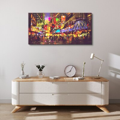 Tableau imprimé sur toile La vie nocturne en ville