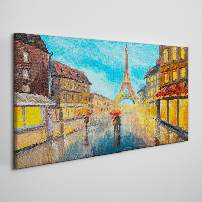 Tableau imprimé sur toile "Rue de Paris sous la pluie"
