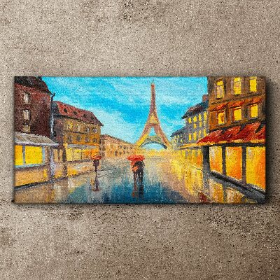 Tableau imprimé sur toile "Rue de Paris sous la pluie"