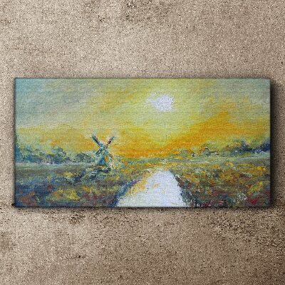 Tableau imprimé sur toile Champs dorés sous un ciel ensoleillé