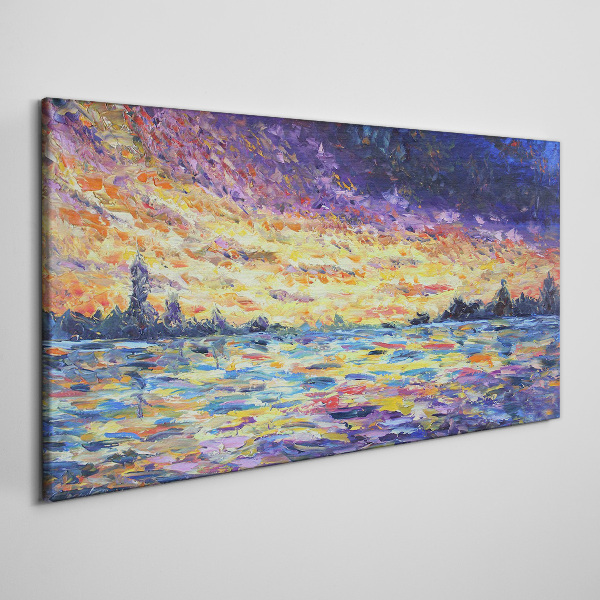 Tableau sur toile Coucher de soleil sur l'eau