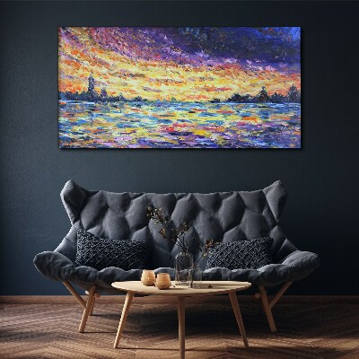 Tableau sur toile Coucher de soleil sur l'eau