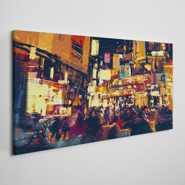 Tableau sur toile L'agitation de la vie urbaine la nuit