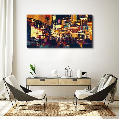 Tableau sur toile L'agitation de la vie urbaine la nuit