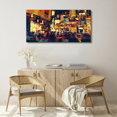 Tableau sur toile L'agitation de la vie urbaine la nuit