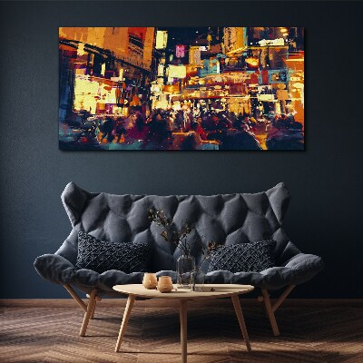 Tableau sur toile L'agitation de la vie urbaine la nuit