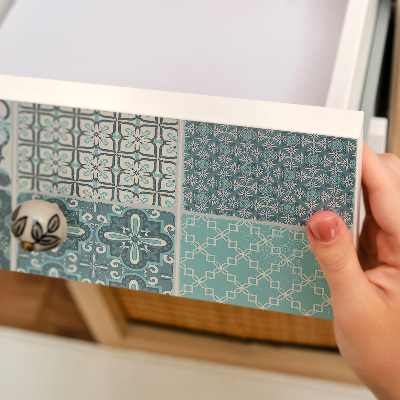 Film adhésif décoratif pour meuble Carreaux turquoise