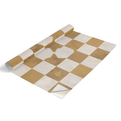 Adhésif pour meuble damier moutarde