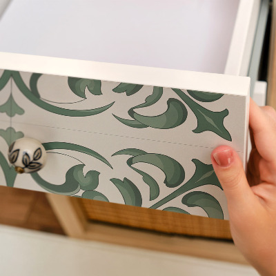 Papier adhésif pour meuble Ornements verts