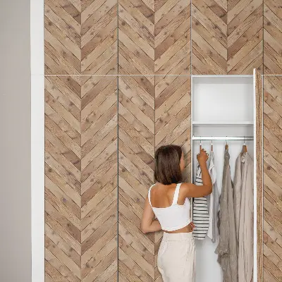 Revêtement adhésif pour meuble parquet à chevrons
