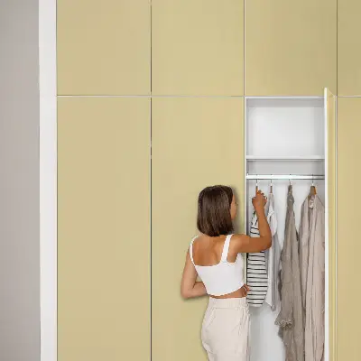 Papier peint adhésif pour meuble jaune crème