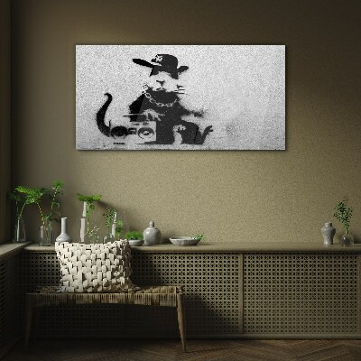 Tableau en verre Rat des toits de Banksy