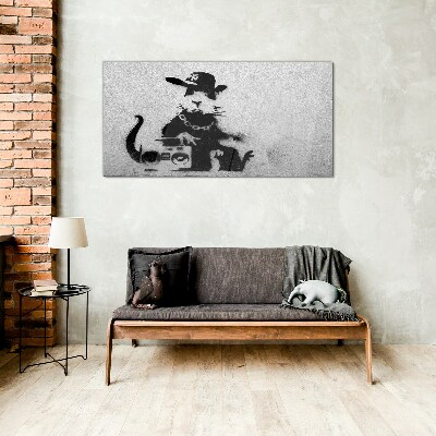 Tableau en verre Rat des toits de Banksy