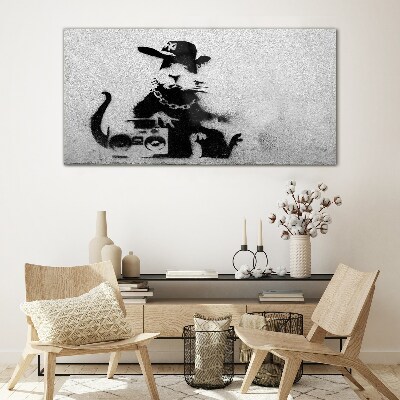 Tableau en verre Rat des toits de Banksy