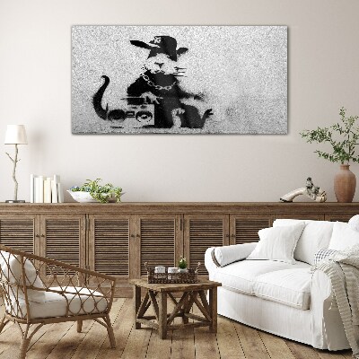 Tableau en verre Rat des toits de Banksy