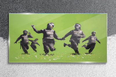 Tableau en verre La police anti-émeute à Banksy Field