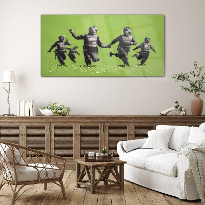 Tableau en verre La police anti-émeute à Banksy Field