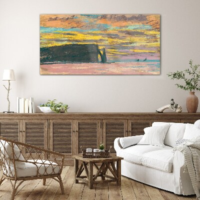 Tableau verre imprimé Coucher de soleil de Claude Monet