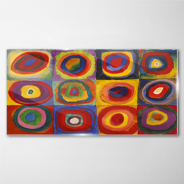 Tableau imprimé sur verre Studio de couleur Carrés avec cercles concentriques Kandinsky