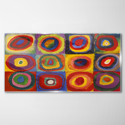 Tableau imprimé sur verre Studio de couleur Carrés avec cercles concentriques Kandinsky