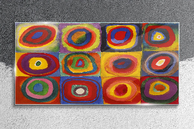 Tableau imprimé sur verre Studio de couleur Carrés avec cercles concentriques Kandinsky