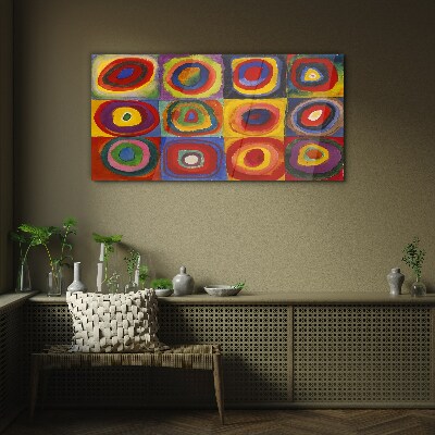 Tableau imprimé sur verre Studio de couleur Carrés avec cercles concentriques Kandinsky
