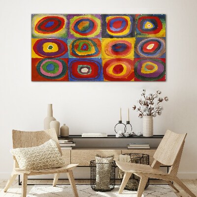 Tableau imprimé sur verre Studio de couleur Carrés avec cercles concentriques Kandinsky