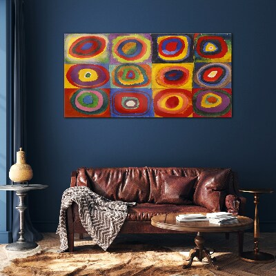 Tableau imprimé sur verre Studio de couleur Carrés avec cercles concentriques Kandinsky