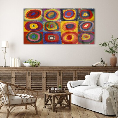 Tableau imprimé sur verre Studio de couleur Carrés avec cercles concentriques Kandinsky