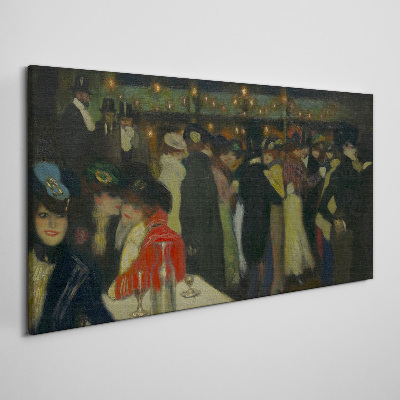 Tableau imprimé sur verre Soirée au café