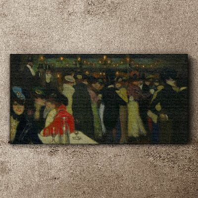 Tableau imprimé sur verre Soirée au café