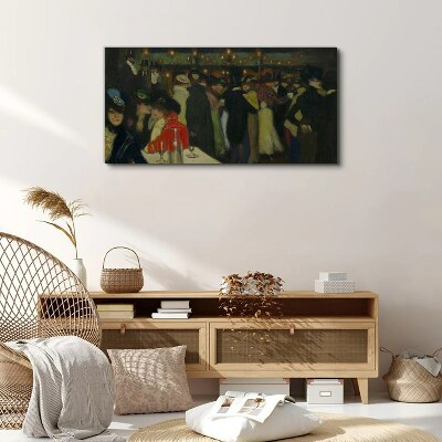 Tableau imprimé sur verre Soirée au café