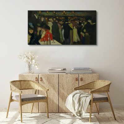 Tableau imprimé sur verre Soirée au café