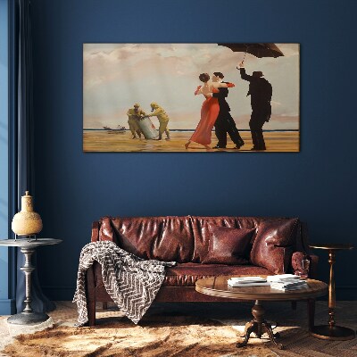 Tableau verre imprimé Promenade romantique sur la plage