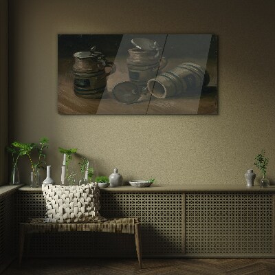 Tableau photo sur verre Tasses anciennes sur la table