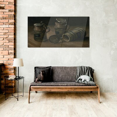 Tableau photo sur verre Tasses anciennes sur la table